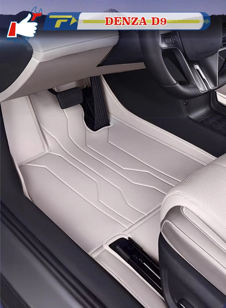 

Автомобильный коврик с левым рулем для DENZA D9 2025, 7 мест, автомобильный полностью окруженный коврик для ног, напольный ковер, водонепроницаемый коврик