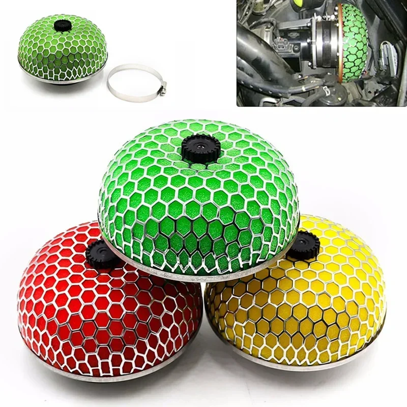 Universal 76mm Air Filter Racing Car Air Percolator High Flow Round Sponge Mushroom Style Air Filter With Adjustable Clamp Hose