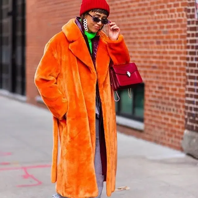 Chaqueta de invierno para mujer, abrigo grueso cálido con cinturón, chaquetas de terciopelo, piel de conejo, piel de visón, prendas de vestir de felpa, abrigo largo de piel sintética, nuevo