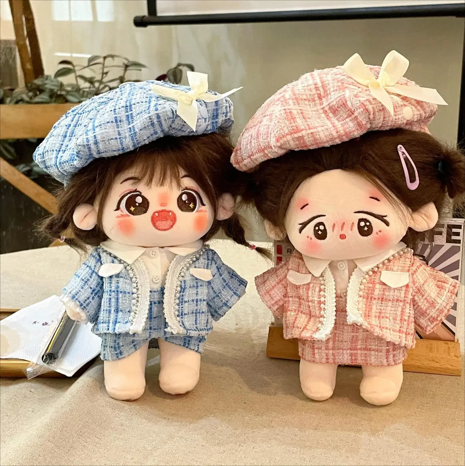 Dolls Accessories Cotton Doll Clothes Lattice Style Set Beautiful Kawaii Creative Festival Gift for Best Friend or Children