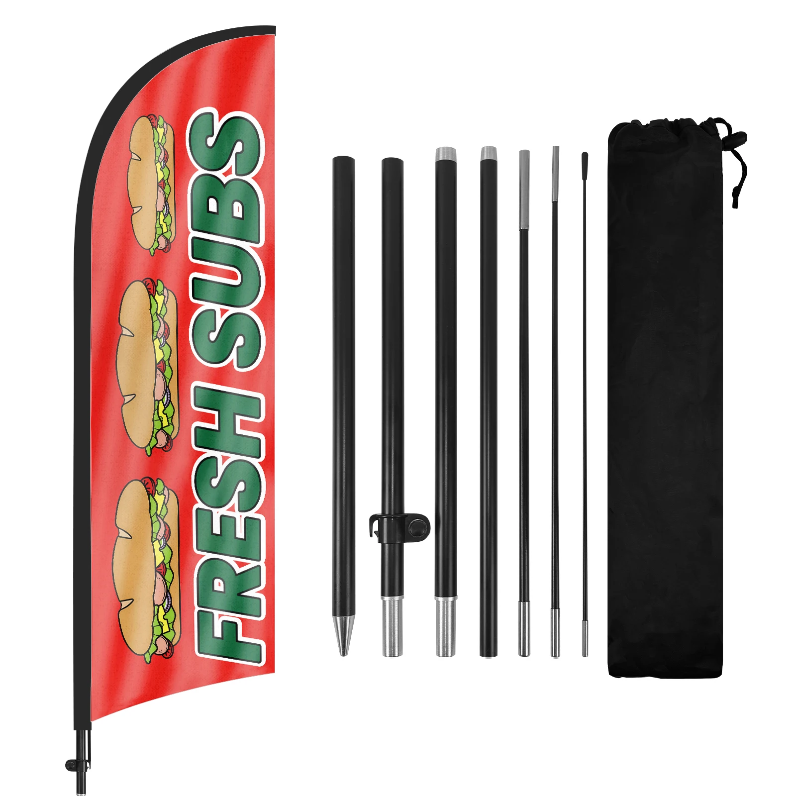 FSFLAG 1PCS 280CM The Fresh Subs Feather Flag with Flagpole Advertising Outdoor Banner Decoration for Businesse and Storefront