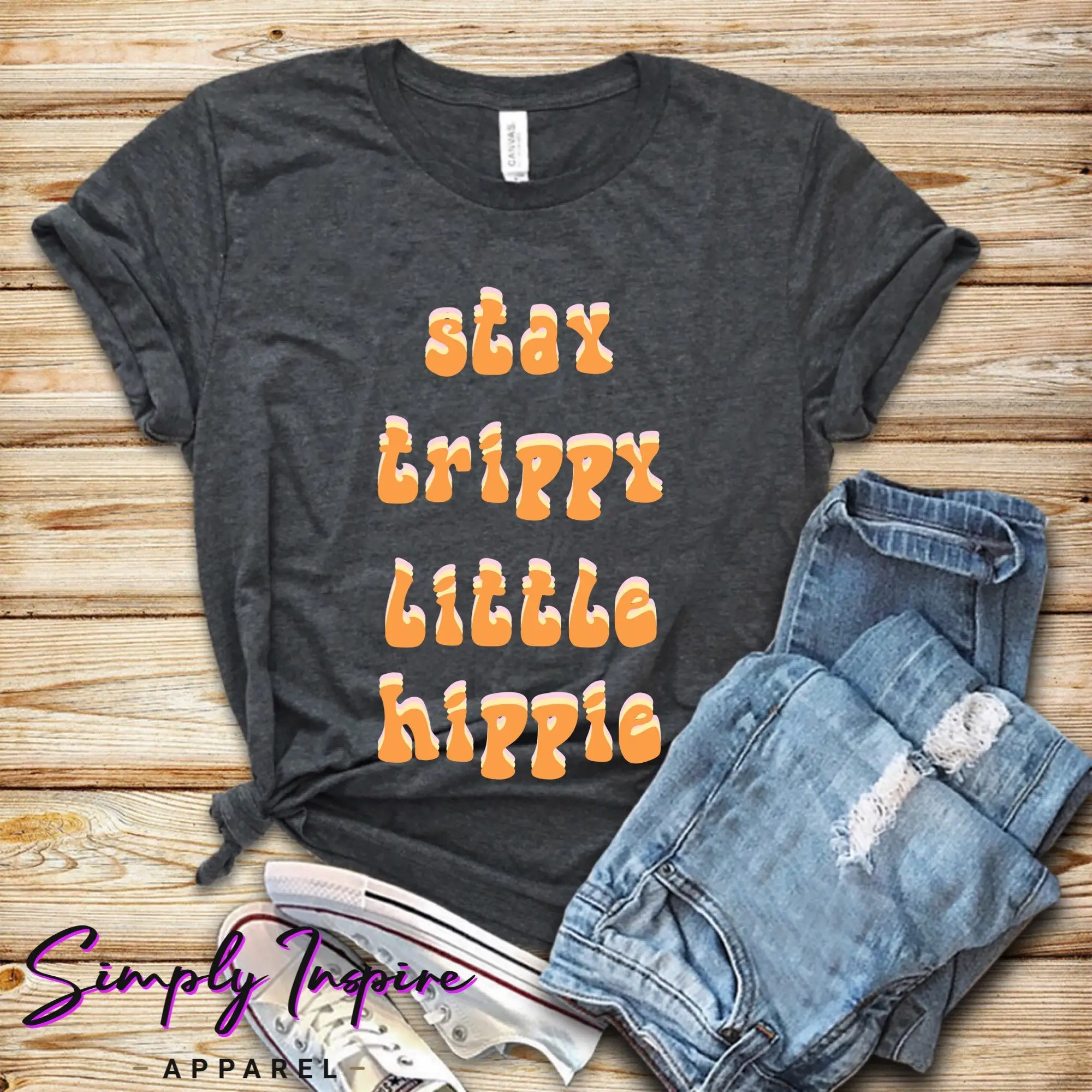 

Hippie T Shirt Peace Stay Trippie Little 70S Retro Vintage Sweat