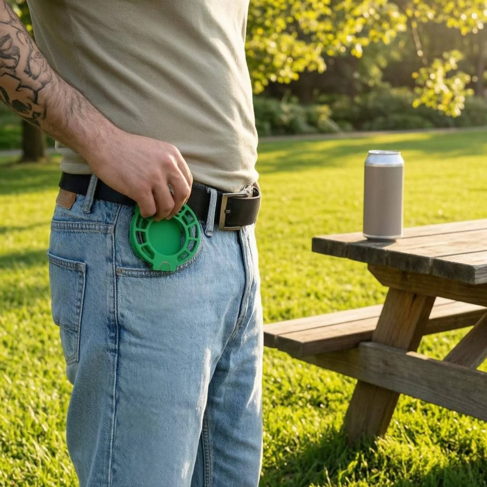Green Waist Clip Cup Holder Lightweight Foldable Beverage Carrier Hands-free Drink Accessory for Travel and Errands