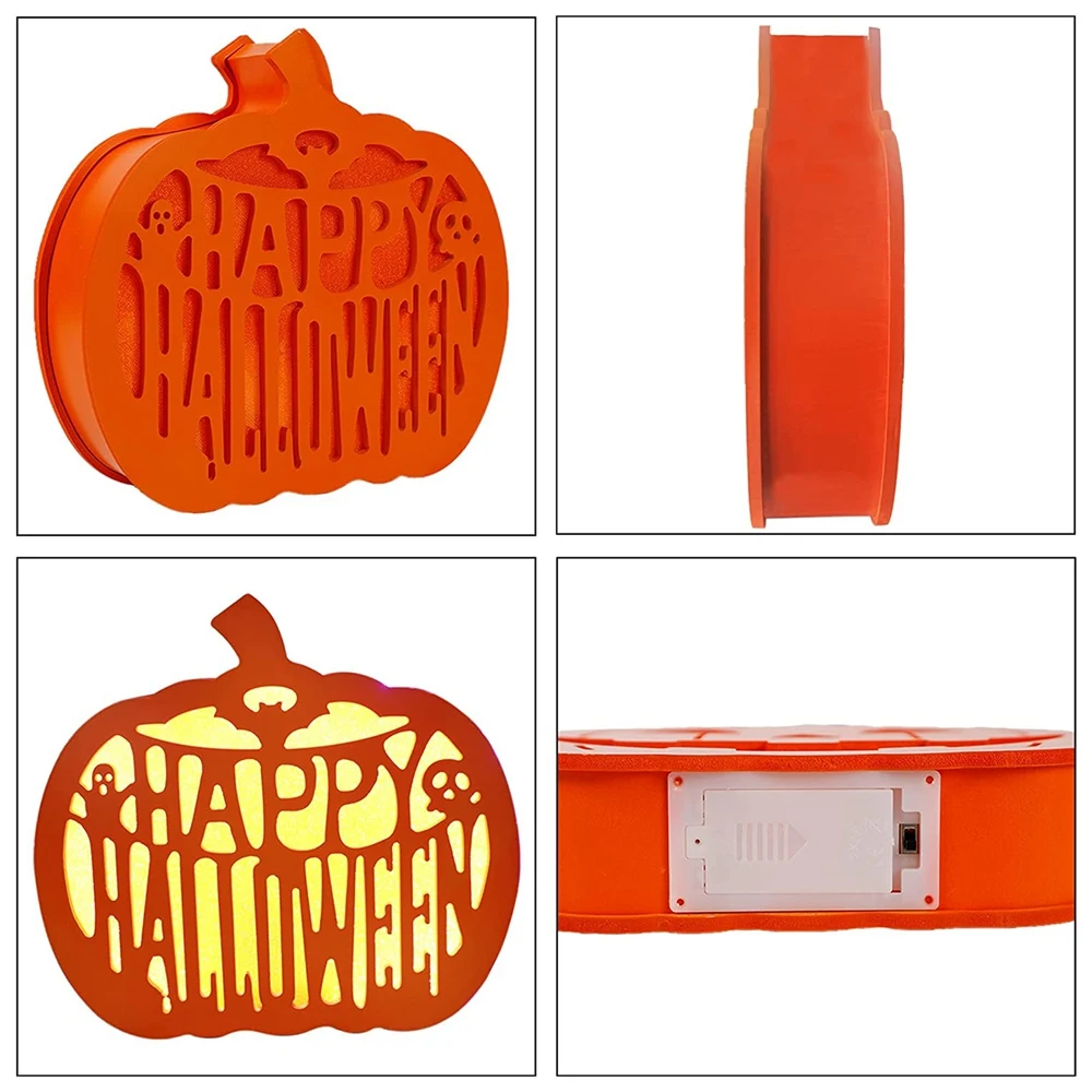 Lámpara de calabaza de doble cara brillante para decoración de Halloween, luz nocturna duradera, decoración de escritorio adecuada para el hogar interior