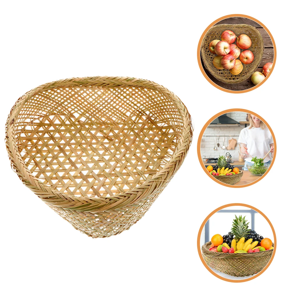 

Bamboo Woven Basket Heart Shape Storage Container for Snacks Fruits Vegetables Bread Daily Organizer Home Picnic Decor