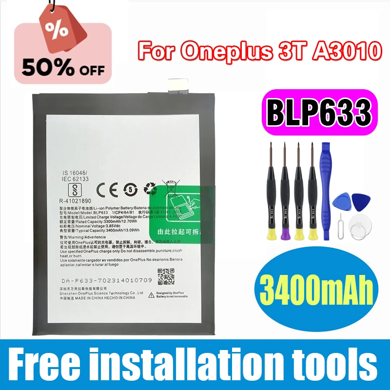BLP633 3400mAh Replacement Battery For Oneplus 3T A3010 Latest Production Phone Batteries