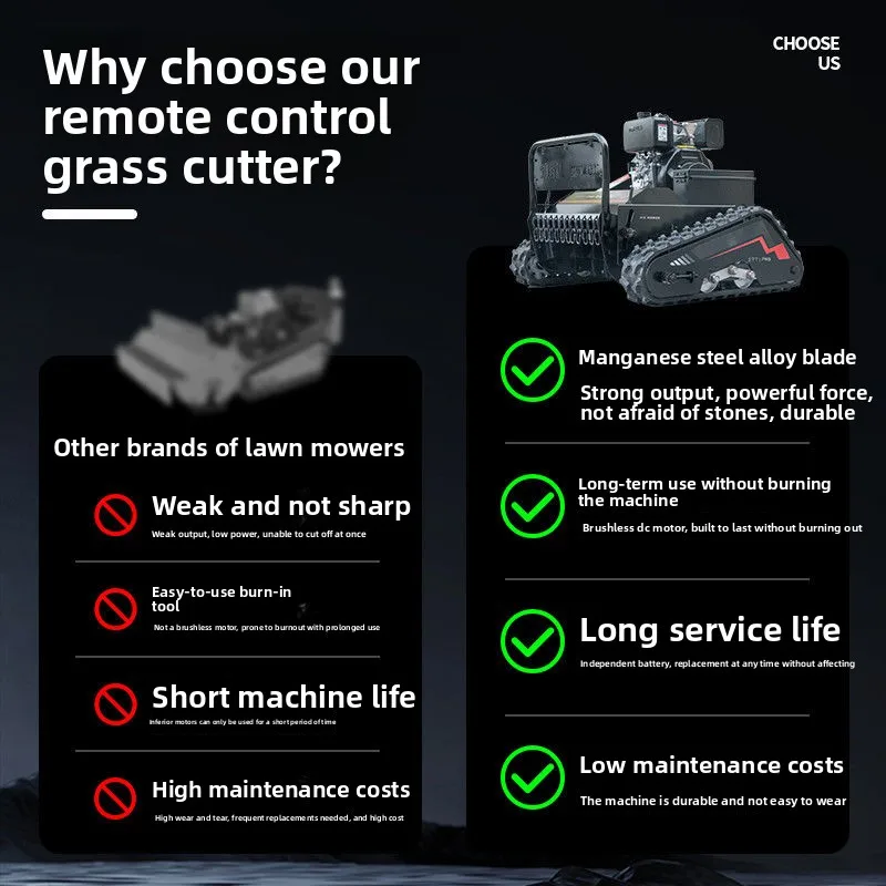 Fully automatic remote control lawn mower Orchard garden reclaiming wasteland and returning broken grass to the field High