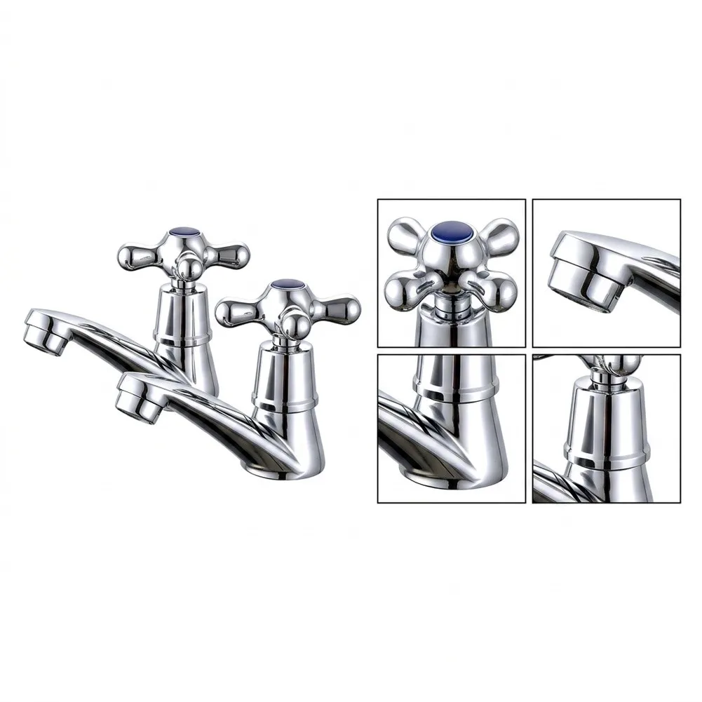 Hot Cold Mixer Twin Bathroom Faucet Built-in Copper Core Leak-resistant Design Ergonomic Lever For Daily Washing Routine