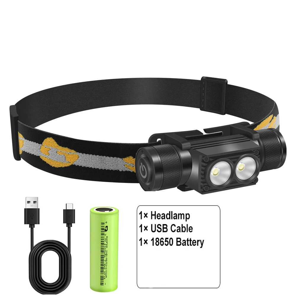 BORUiT LED-Mini-Stirnlampe, leistungsstarker 2000 lm-Scheinwerfer, 18650, wiederaufladbarer Kopf, wasserdichte Taschenlampe, Camping, Jagd, Beleuchtung