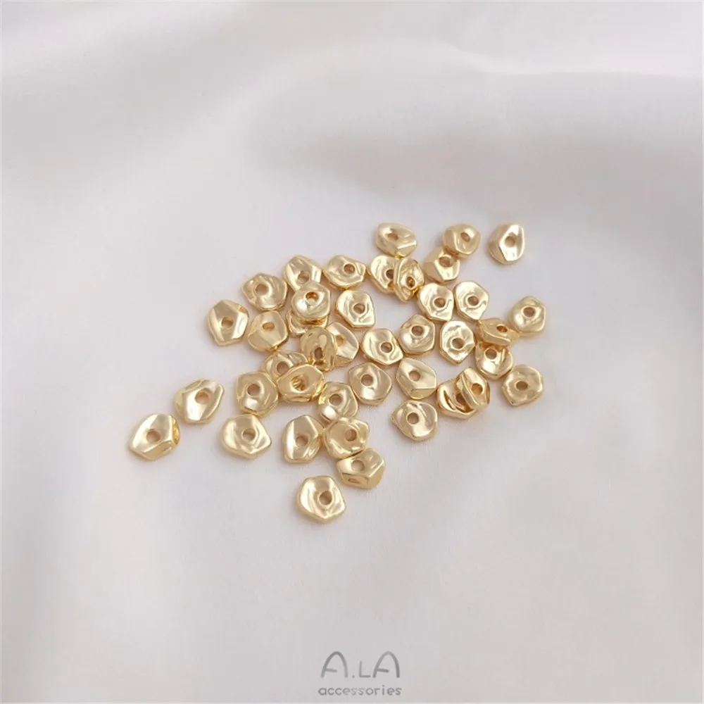 14K tasche von reales gold unregelmäßigen kleine gebrochen gold spacer gebrochen gold und silber bead spacer dichtung DIY bead zubehör