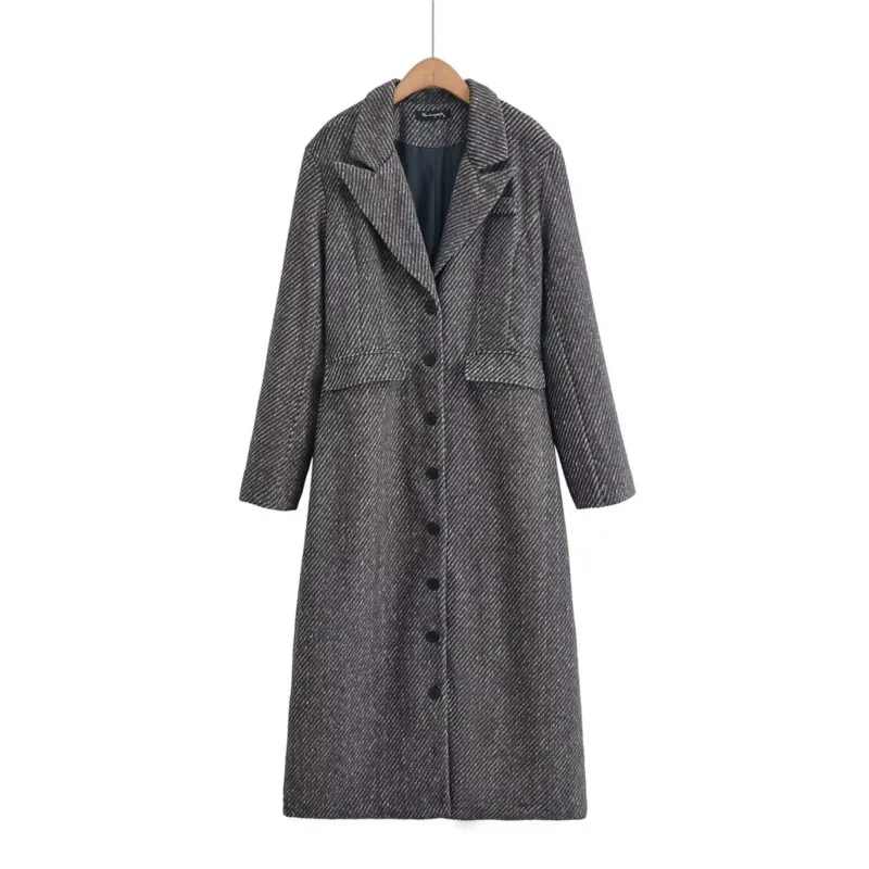 

HipSeam Women Twill Overcoat With Button Autumn Fashion Lapel Long Sleeve Women LOng Coat Pocket Decoration Female Outerwear