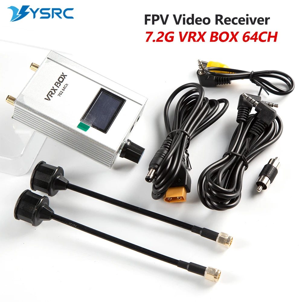 

7.2G VRX Box 7.2GHz Video Receiver 64CH (6110MHz-7210MHz) with Antenna 7.2G 3W VTX Video Transmitter for RC FPV Drone Parts
