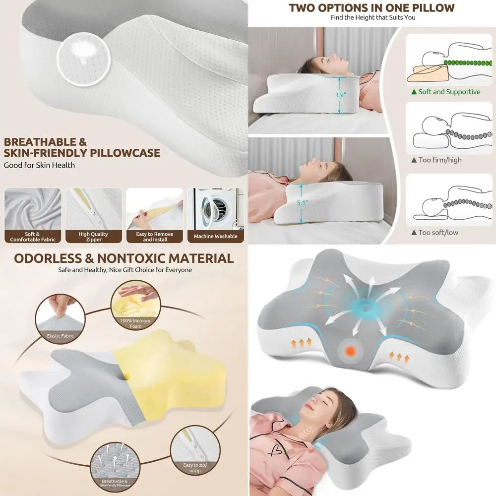 

Ортопедическая подушка из пены с эффектом памяти с охлаждающим чехлом для комфортного сна на боку и спине