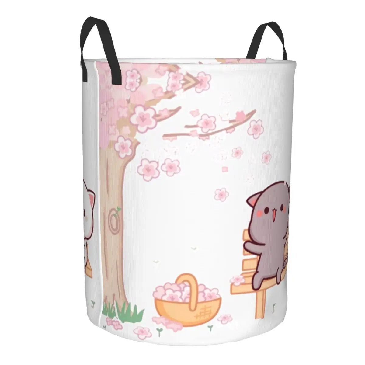 Peach And Goma Laundry Basket Foldable Cartoon Mochi Cat Toy Clothes Hamper Storage Bin for Kids Nursery