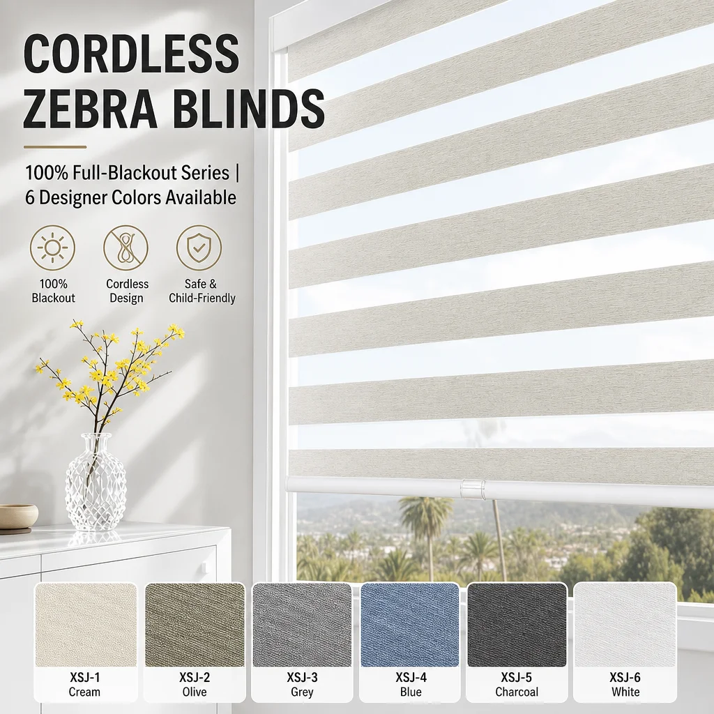 High Quality Professional Customized Manual Spring Control Double Layers Day and Night Zebra Blinds For Window