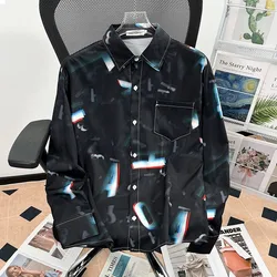Japanese Retro Oil Painting Flower Shirt, Men's and Women's Long-sleeved Loose Shirt Vintage Lazy Drape Couple Top