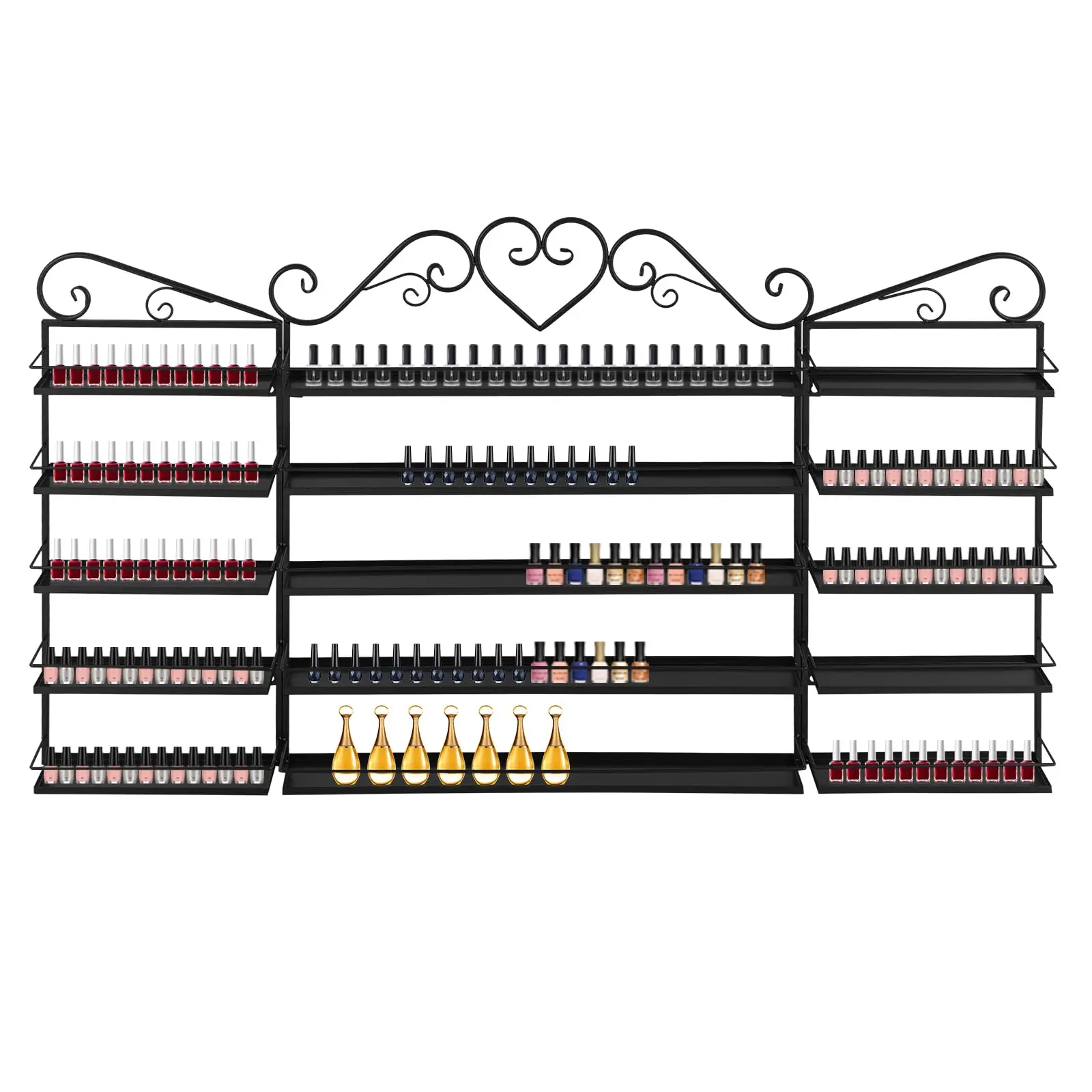 

5 Tiers Wall-Mounted Nail Polish Storage Racks Metal Nail Polish Holder Cosmetic Display Case Lipstick Perfume Wall-Mounted Shel