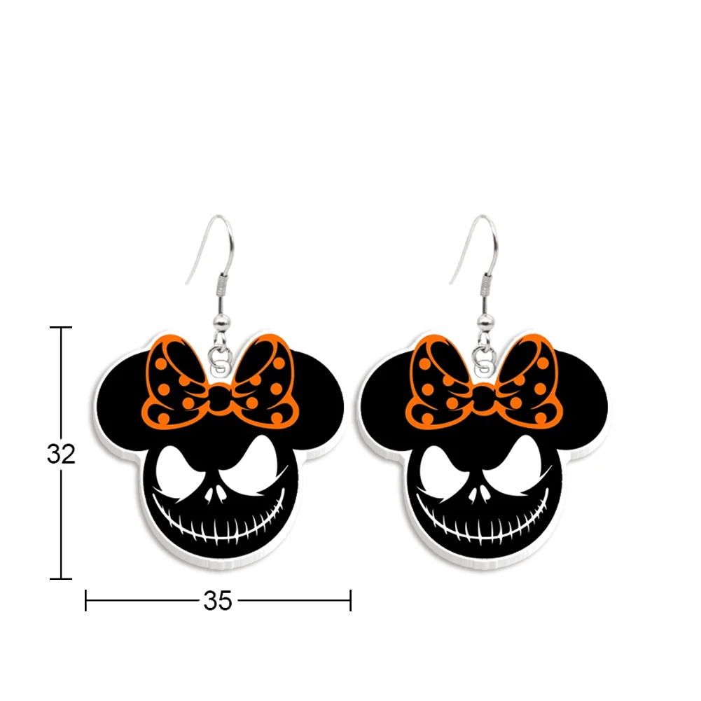 Disney Mickey Halloween Acrylic Colorful Hanging Pendants Earrings For Women Girls Cute Insect Jewelry Decoration