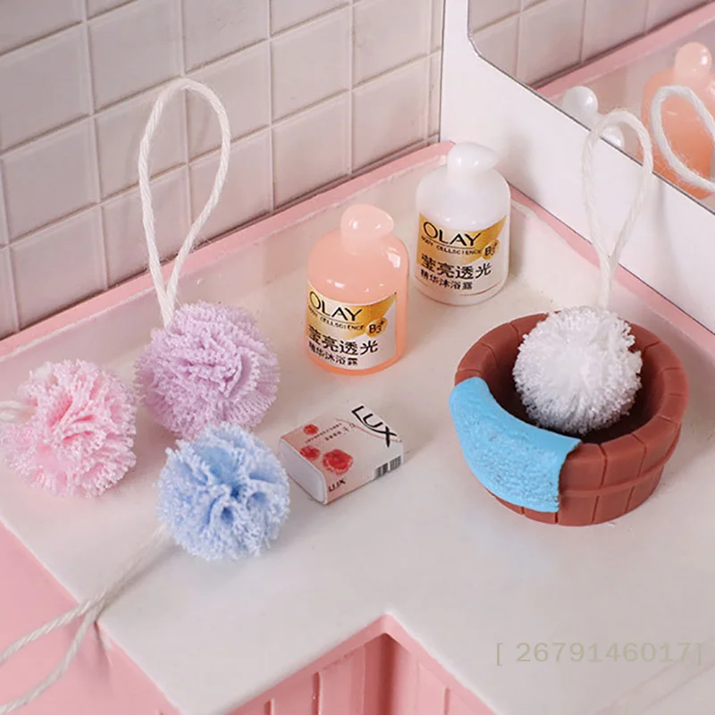 【YY26】4 Stück/Set Mini-Shampoo-Waschbälle für OB11-Puppe, Miniatur-Puppenhaus, Badezimmer-Dekoration, Zubehör, Spielzeug