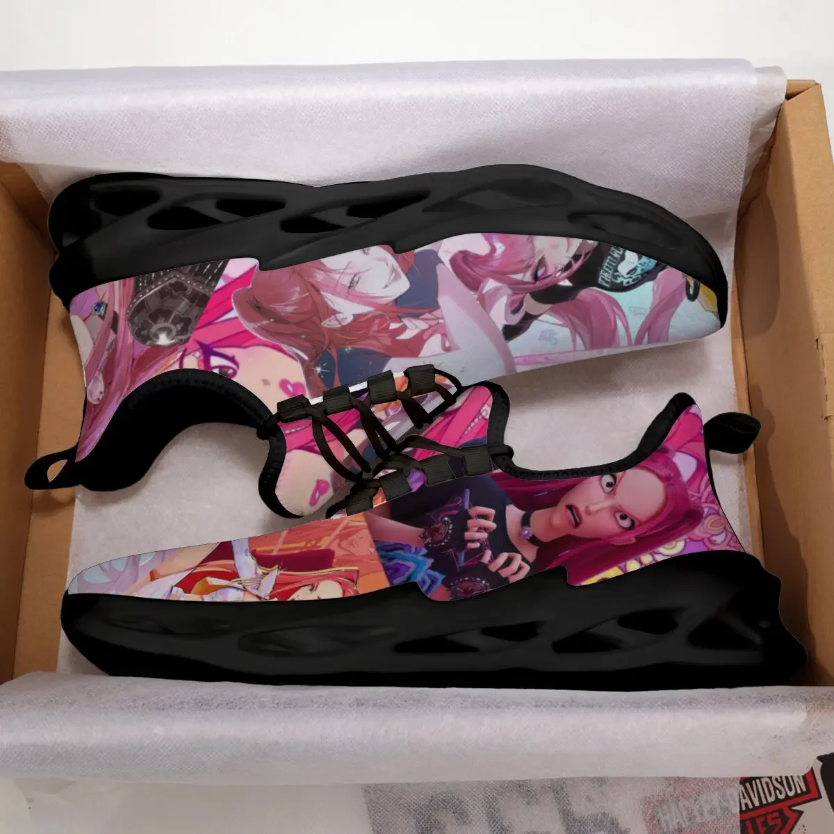 

Men Breathable Sneakers Lightweight Athletic Shoes Anime Character Print Casual Sports Shoes Non Slip Gym Training Sneakers