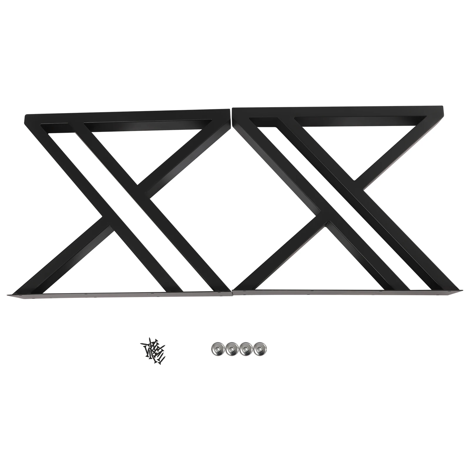2 Stück X-förmige schwarze 16-Zoll-Vierkantrohr-Möbelbeine, moderne Metall-Couchtischbeine, industrielle, robuste Metall-Schreibtischbeine – Detail 8