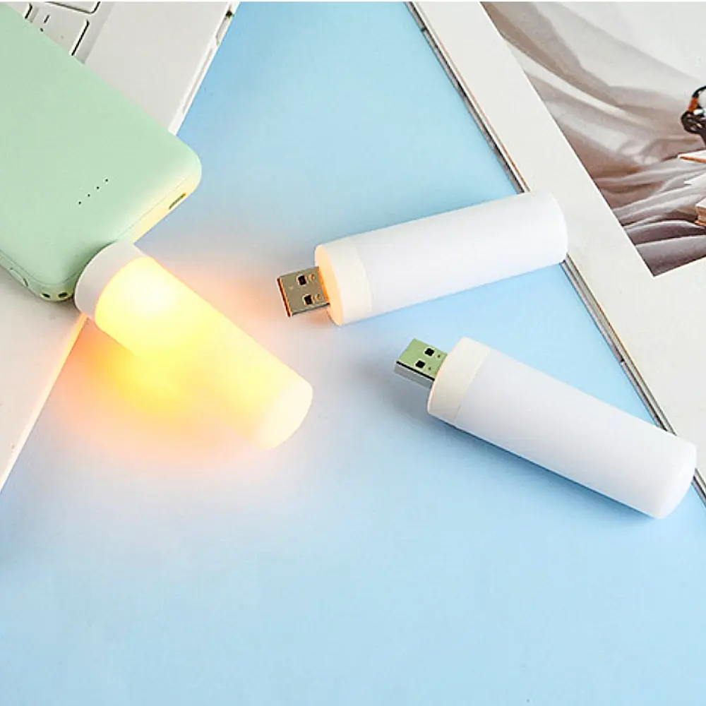 USB Atmosphere Light LED Flame Flashing Candle Lights Book Lamp Camping Lighting Cigarette Lighter Effect Night Light image 3