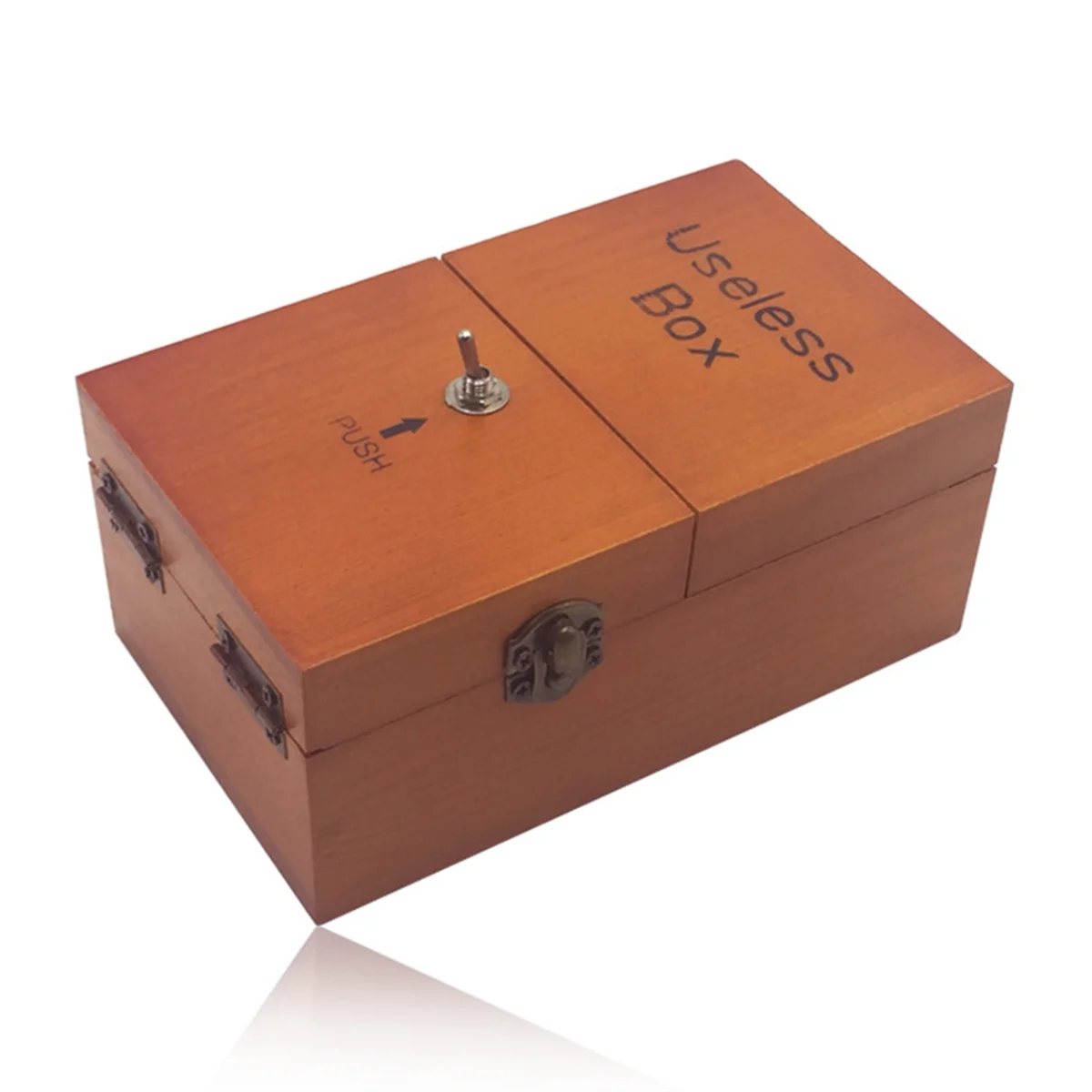 A Useless Box with Surprises Wooden Useless Box Fully Assembled Toy for Adults and Children Dark Wood Color