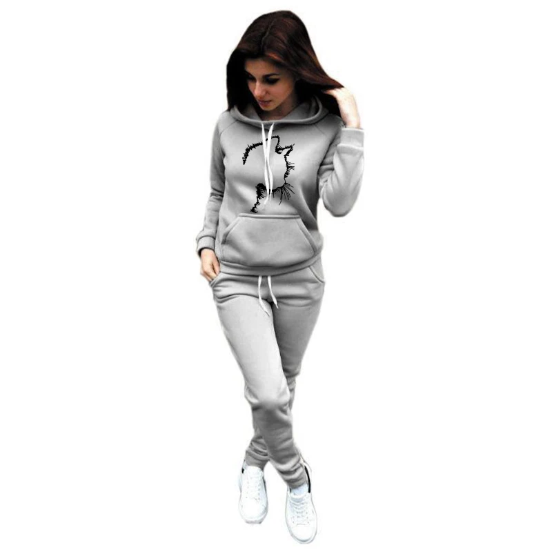 2024 Autumn Winter Womens Tracksuit Fashion Trend Hooded Sweatshirt Suit Casual Pullover Clothing Print High Quality Pants Set