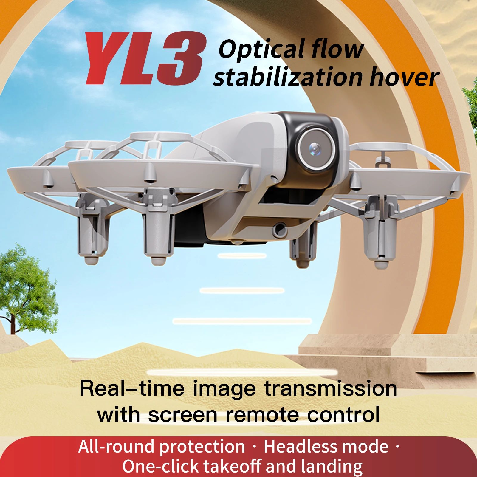 Drone YL3 avec grand écran, moteur brushless, quadricoptère télécommandé, évitement d'obstacles, mini-drone avec caméra, en plastique