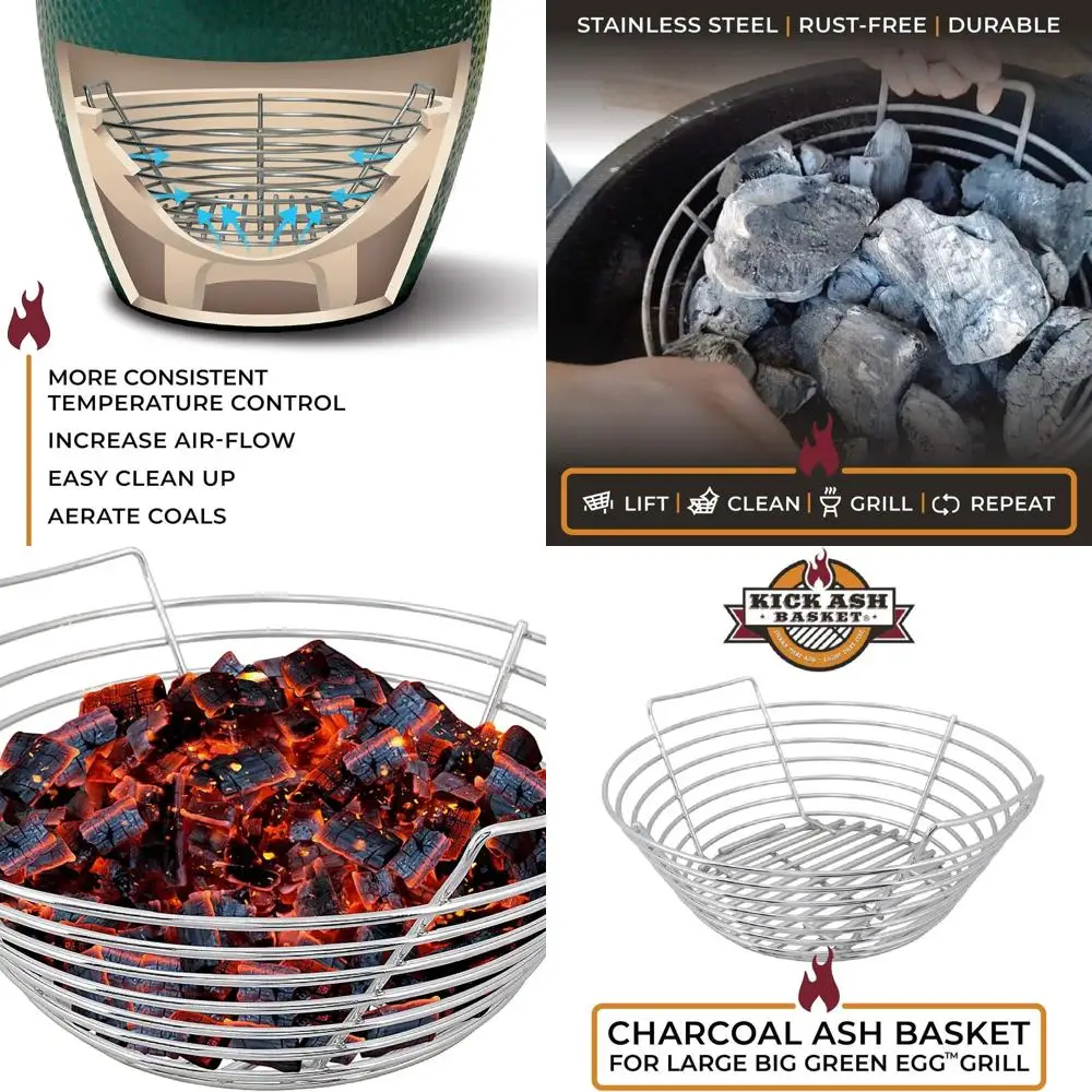 

Stainless Steel Charcoal Ash Caddy for Big Green Egg Grills, Large Size, Wisconsin Engineered