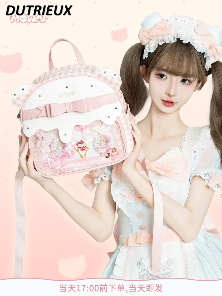 Women's Backpacks Fashion Bear Ears Small Sweet Cute Lolita Bag Femme Japanese Style Casual Backpack 2025 New School Bags