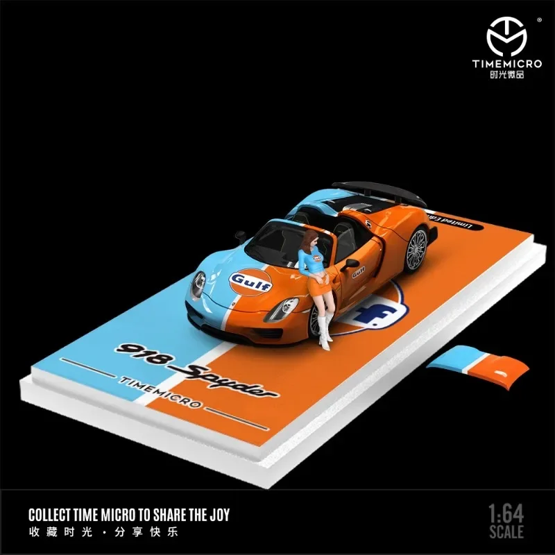 TM 1:64 Porsche 918 Gulf Oil Martini Spyder 합금 모델, 어린이 휴가 선물용 장식 장난감 컬렉션.