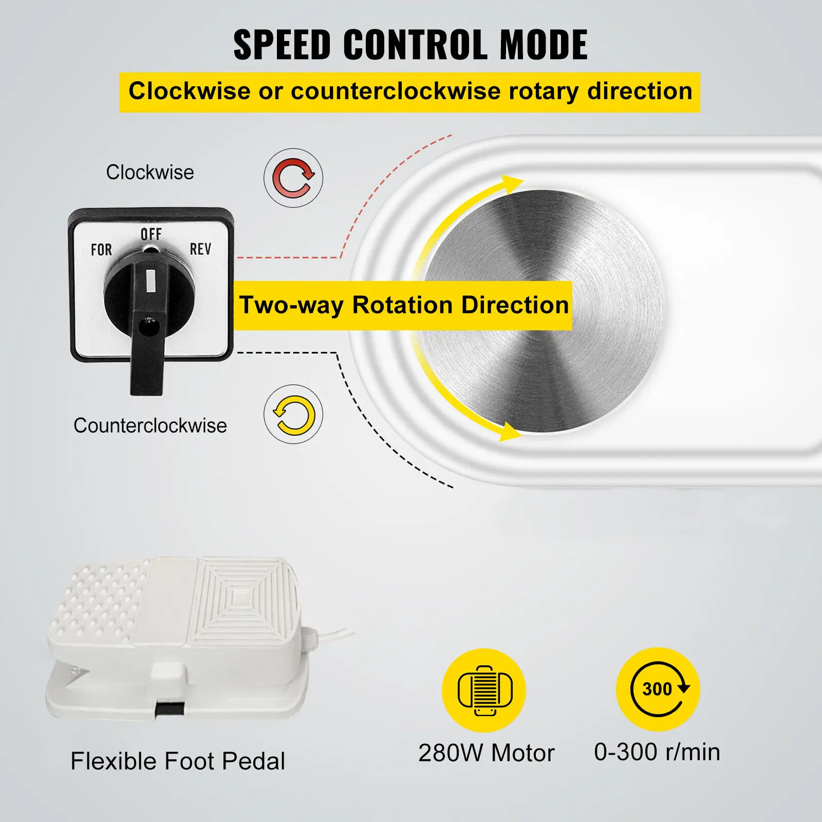 VEVOR 25CM Điện Chuyên Nghiệp Gốm Bánh Xe Máy 220V Gốm Công Việc Đất Sét Nghệ Thuật Thủ Công Tay Đẩy/Bàn Đạp Điều Khiển người Thợ Gốm