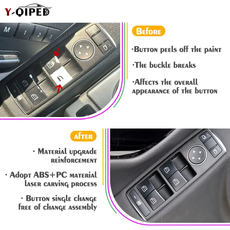 For Mercedes W204 Window Switch Button Cover Cap For Benz W212 W463 W166 X166 A-Klasse W176 CLA Coupe C117 X204 Accessories