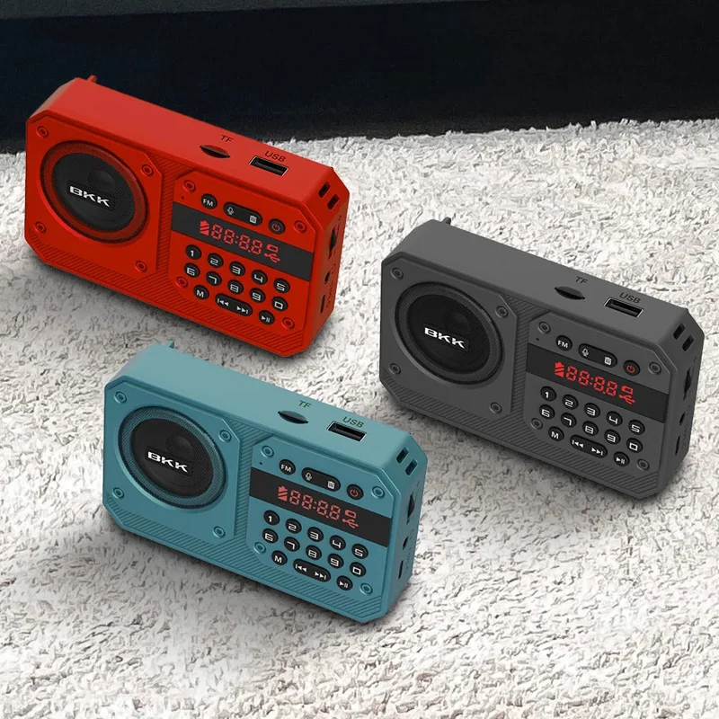 Mini Portable FM Radio High Sensitivity Radios Receiver Wireless Hifi  Bluetooth Speaker with Mic Support Recording TF USB Play