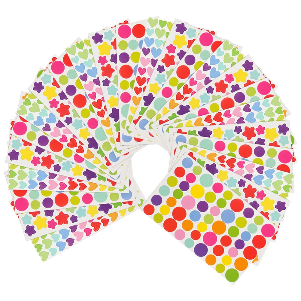 

60 Sheets Sticker Dot Stickers Labels Color Heart Colored Heart-shaped Polka Colorful Cute