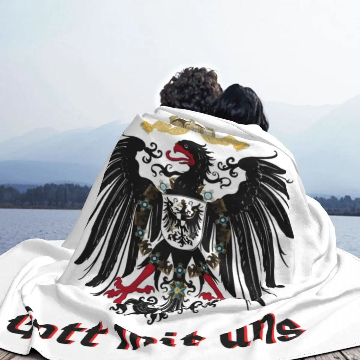 God With Us Blankets Plaid Warm Flannel Coat Of Arms Of The German Empire Flag Throw Blanket for Car Bedding Couch Quilt