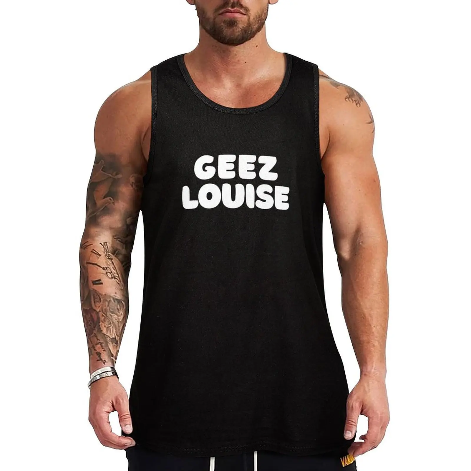 Geez Louise Tank Top bodybuilding man Vests Men's tops Men's t-shirt