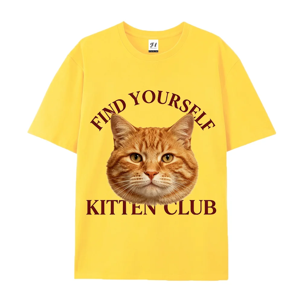 Cute Cat Graphic Shirt Retro Funny Fashion Print Crew Neck Cotton Casual Short Sleeve Tee Cat Lover Aesthetic Streetwear Gift