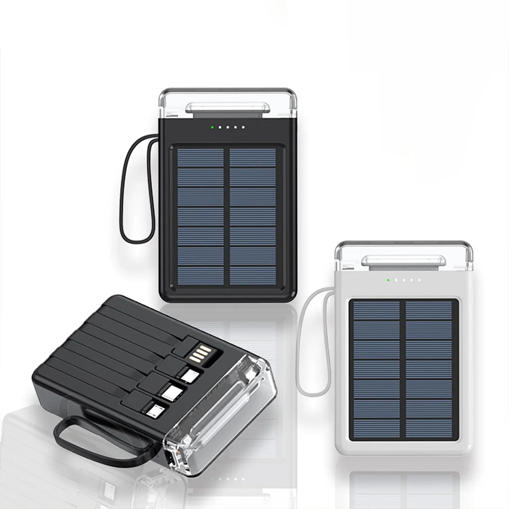

10000mAh Outdoor Solar Mini Power Bank Built in Cable Charger External Battery Solar Powerbank for iPhone for Xiaomi