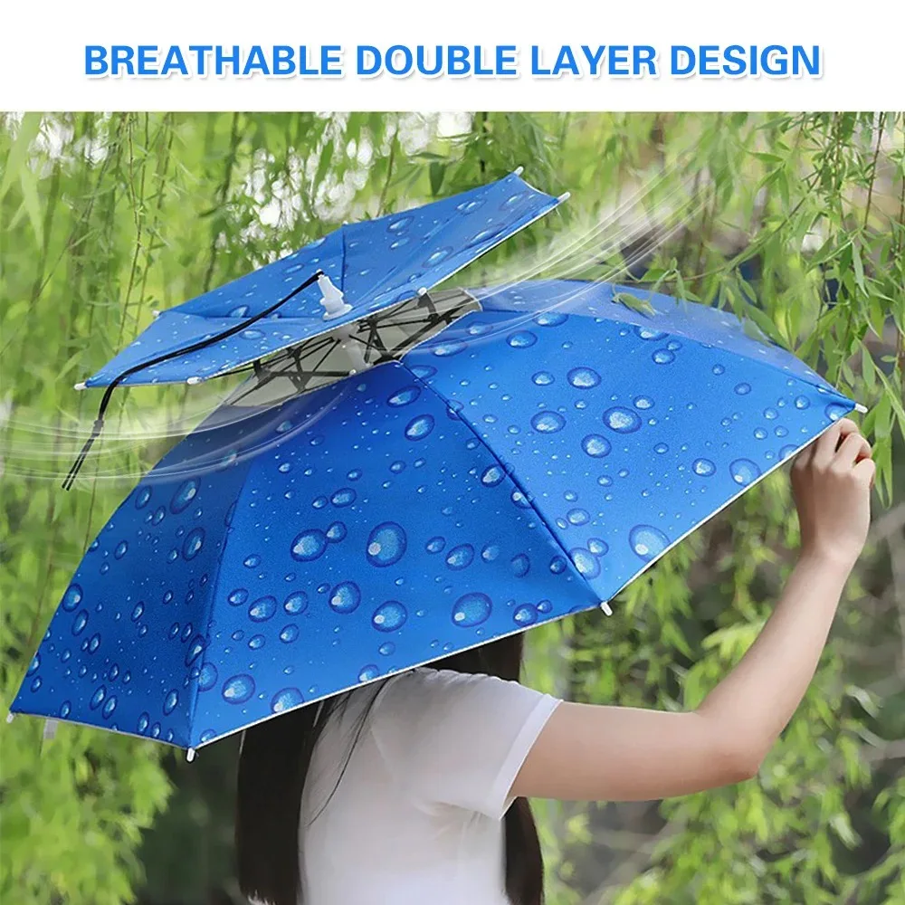 Foldable Portable Rain Umbrella Hat Waterproof Outdoor Fishing Sunshade Camping Headwear Beach Fishing Cap