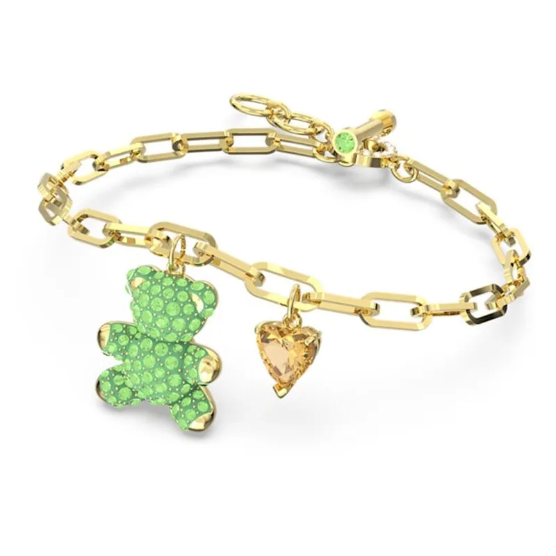 

Lovely Teddy Bear Heart full Diamonds OT Buckle Lady Bracelet