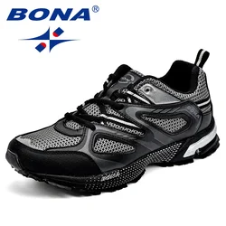 BONA New Arrival Classics Style Men Running Shoes Cow Split Mesh Men Sport Shoes Lace Up Outdoor Jogging Shoes