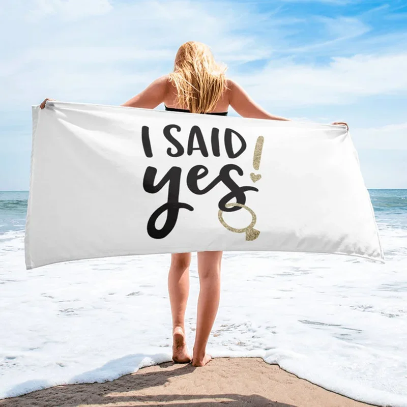 Ręcznik plażowy \"Powiedziałem Tak\" Basen Ślub Zaręczyny Przyszła Panna Młoda Wieczór Panieński Prezent na Podróżnicę Honeymoon