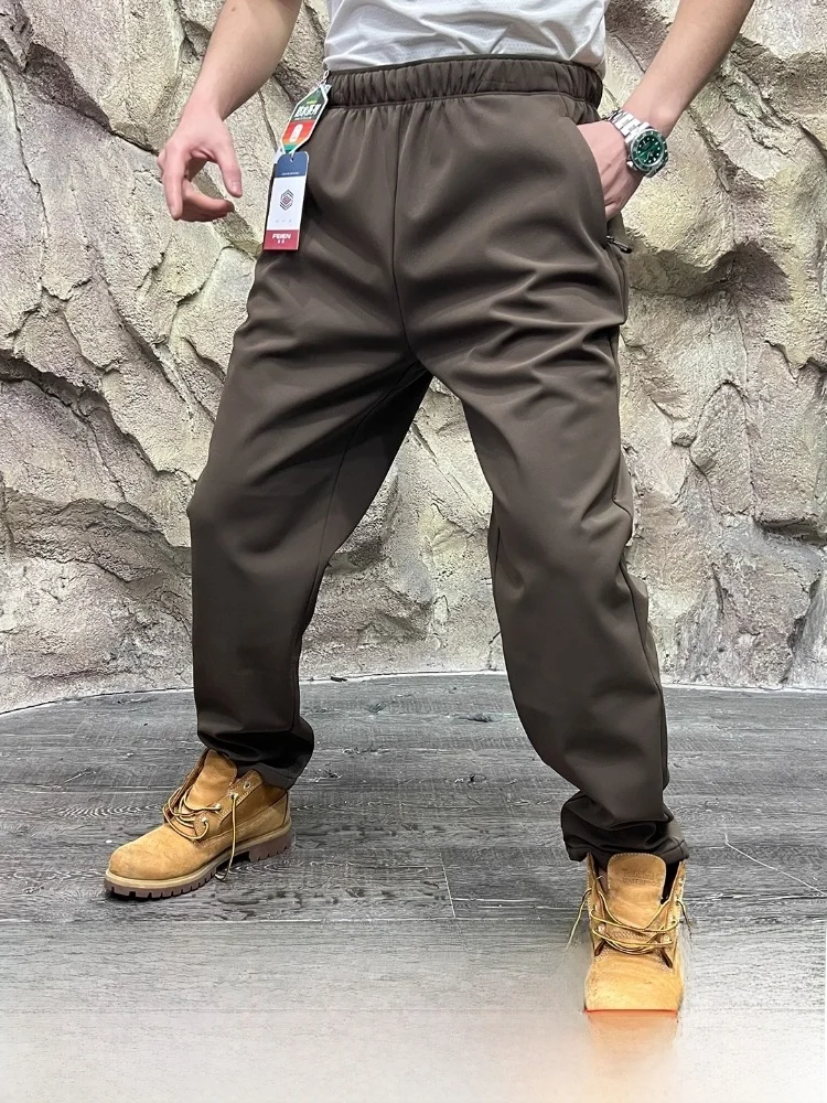 

Thiened Men's Fce Lined Soft ell Casual Pants Waterproof Tech Cosite Oliver Velvet 2025 Autumn Winter Outdoor Sle