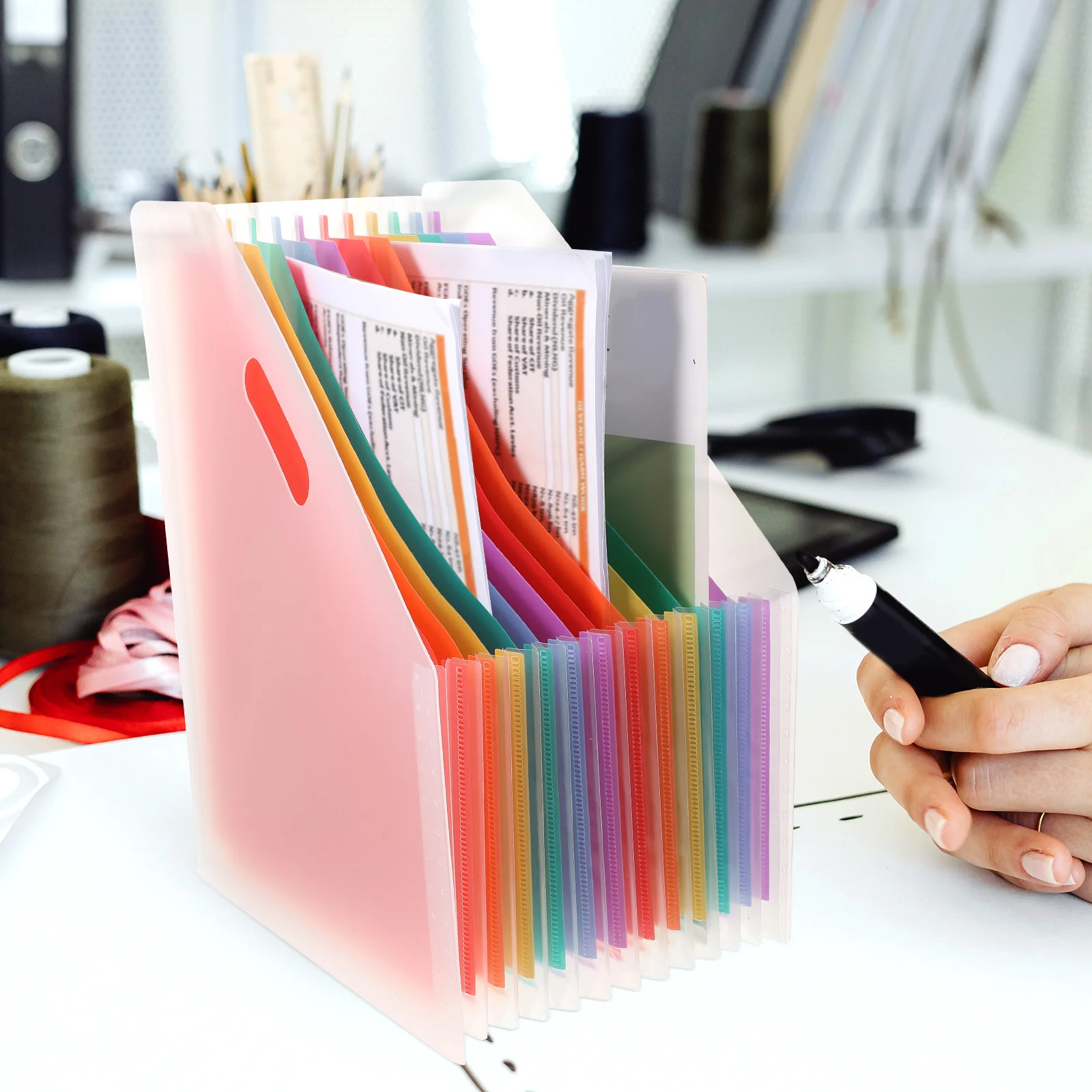 

Expandable Accordion Folder Heavy Duty Plastic Receipts Organizer Standing File Folder for Bills Cash Checks Deposits Desktop