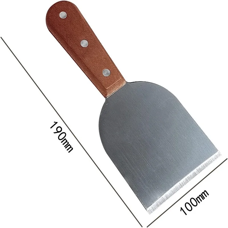 Mvckyi-Espátula de aço inoxidável com cabo de madeira, Pás para sorvete laminado, lâmina reta plana, 1 Pc