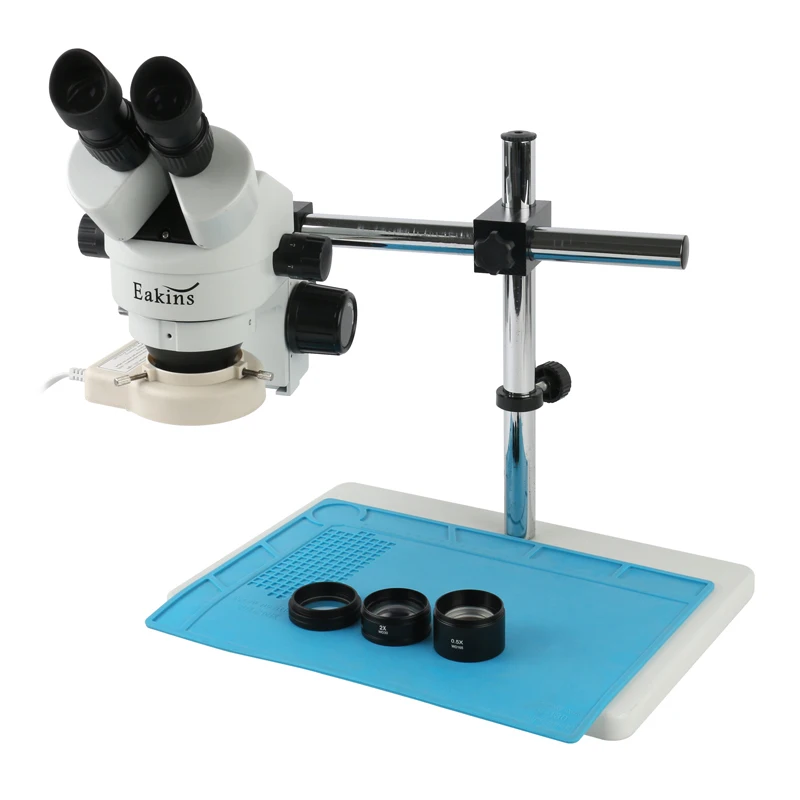 Binocular Stereo Microscope 3.5X-90X Continuous Zoom Metal Stand 56 LED Lights Multi Axis Adjustable Arm 0.5X 1X 2X Barlow Lens