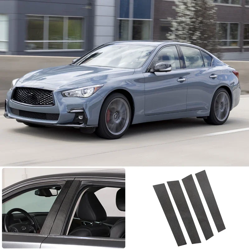 

For 2015-2022 Infiniti Q50 Q50L carbon fiber car window center pillar decorative sticker auto accessories