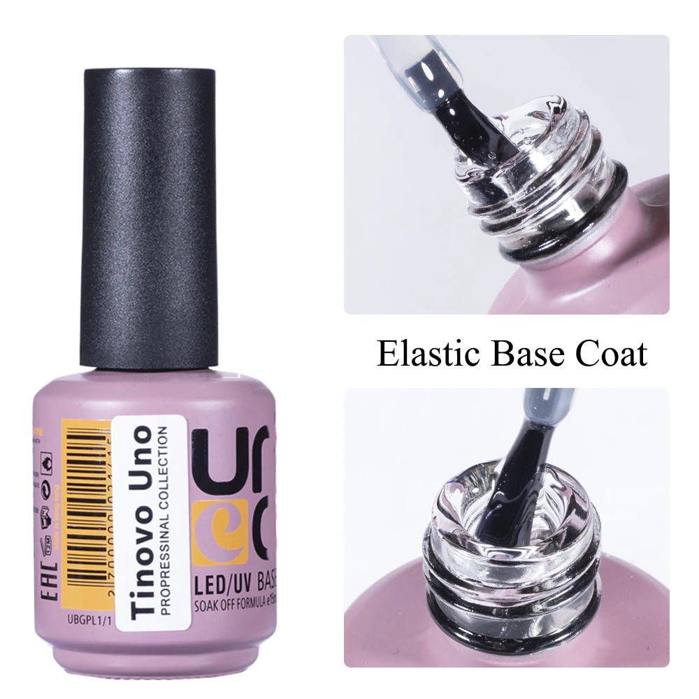 Tinovo Uno Neuester Gel-Nagellack auf Gummibasis, UV-Semi-Permanent, dick, starker Basismantel, Decklack für Maniküre, Nägel, Kunstsalon